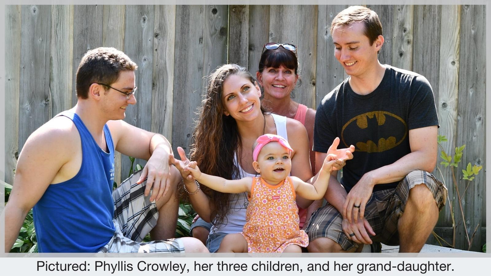 Phyllis Crowley, her three children, and her grand-daughter