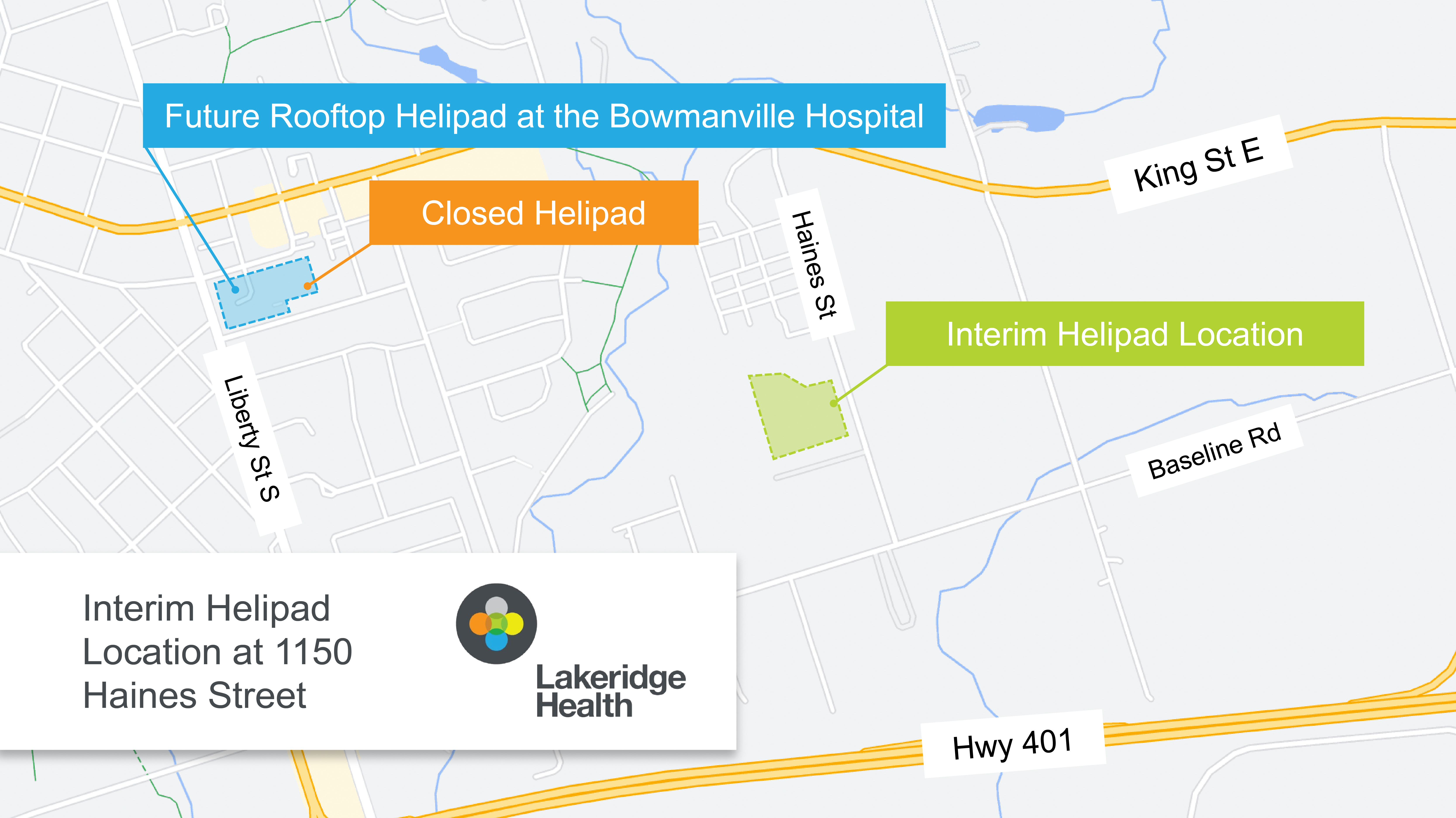 Map of interim helipad location