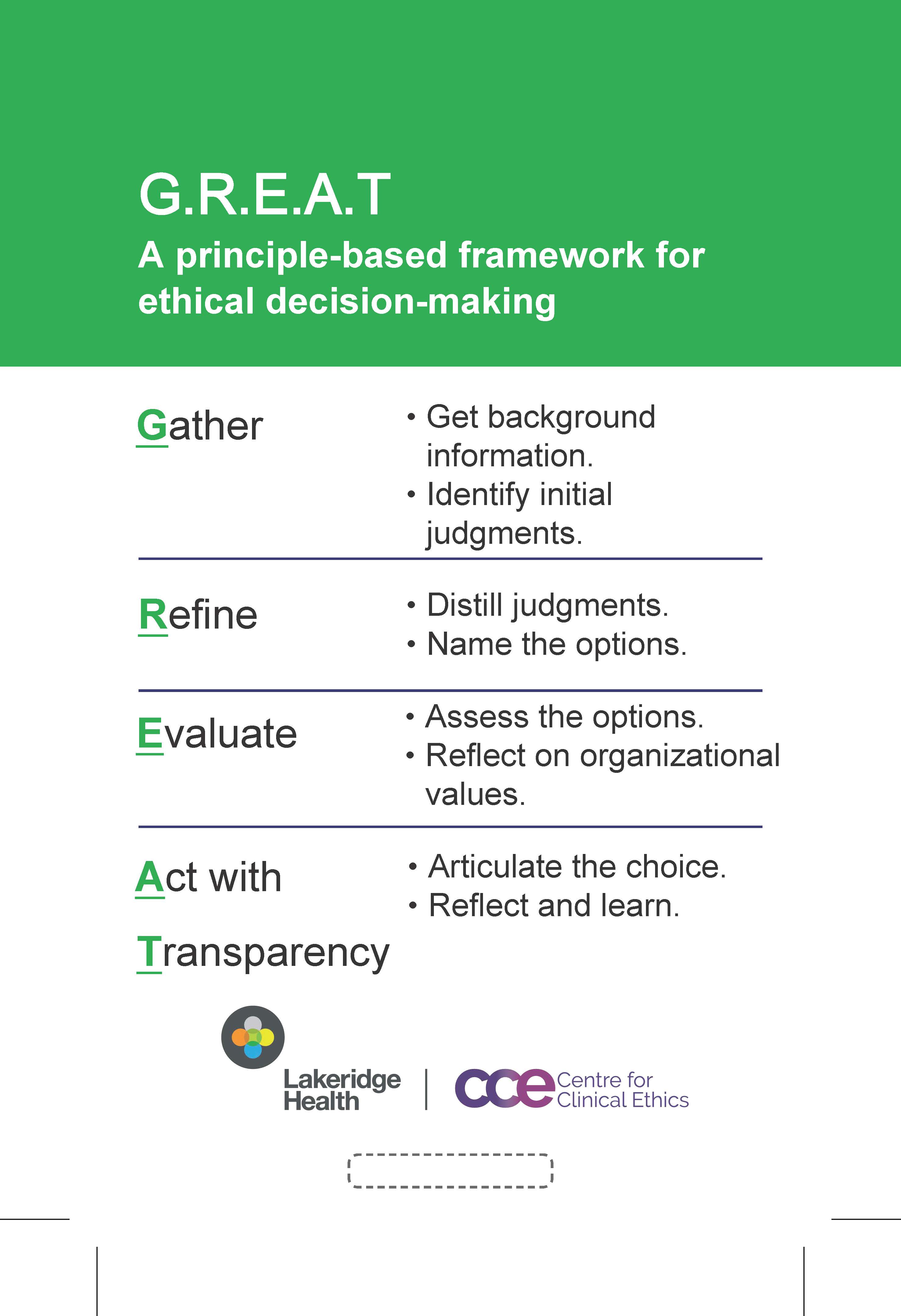 Principle Based Framework for Ethical Decision Making